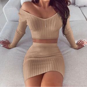 Women Ladies Casual Sexy Bodycon Knit Sweater Slim Mini Dress Skirt Party Club